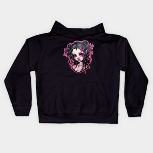 Goth Girl Pink Lipstick Kids Hoodie